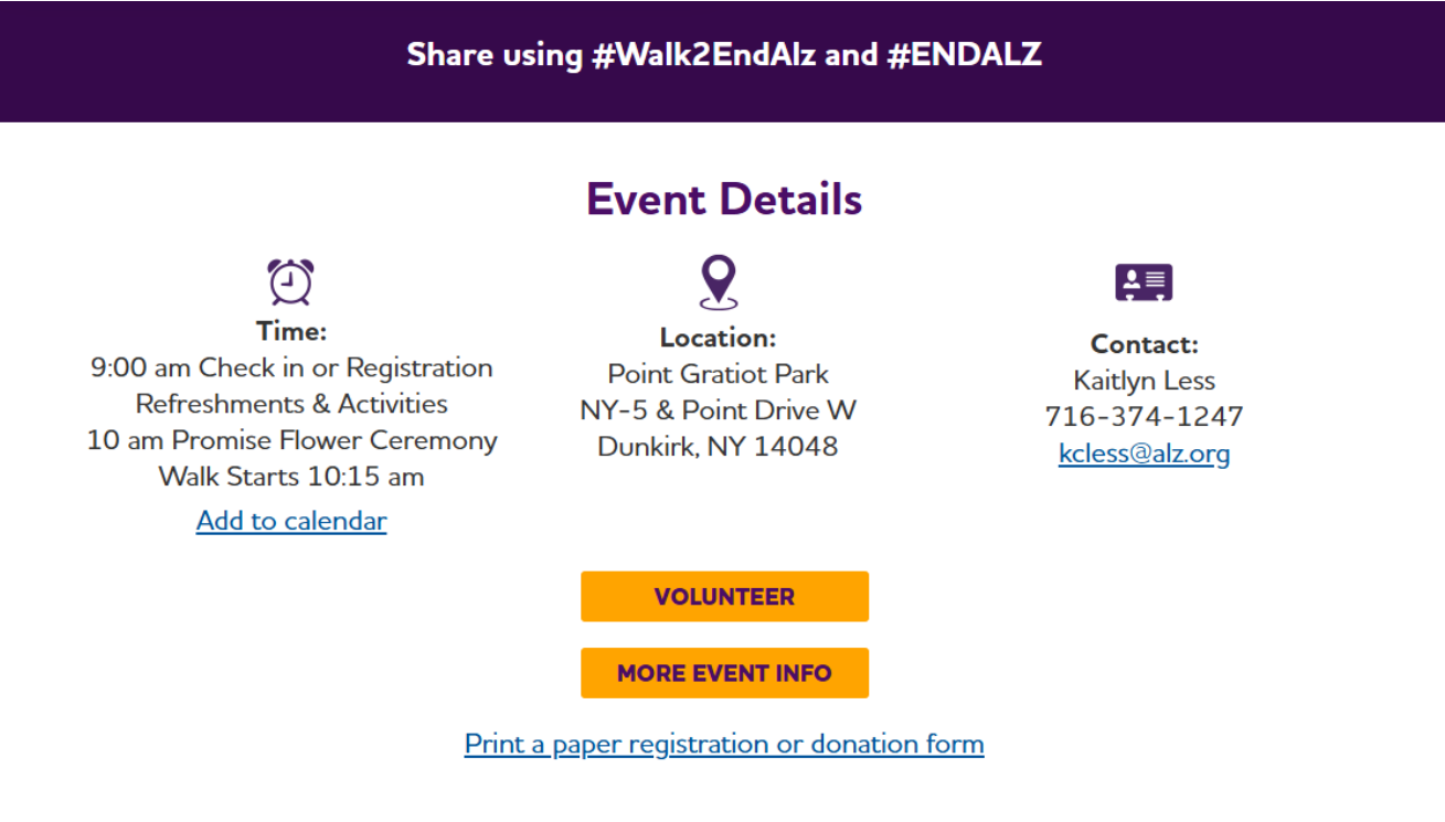 Walk to end Alzheimers Flyer