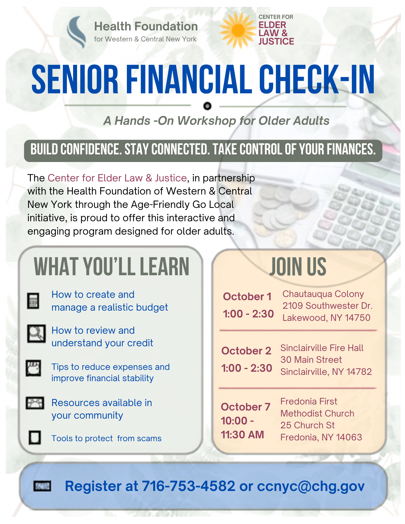 Senior Financial Check-In Flyer