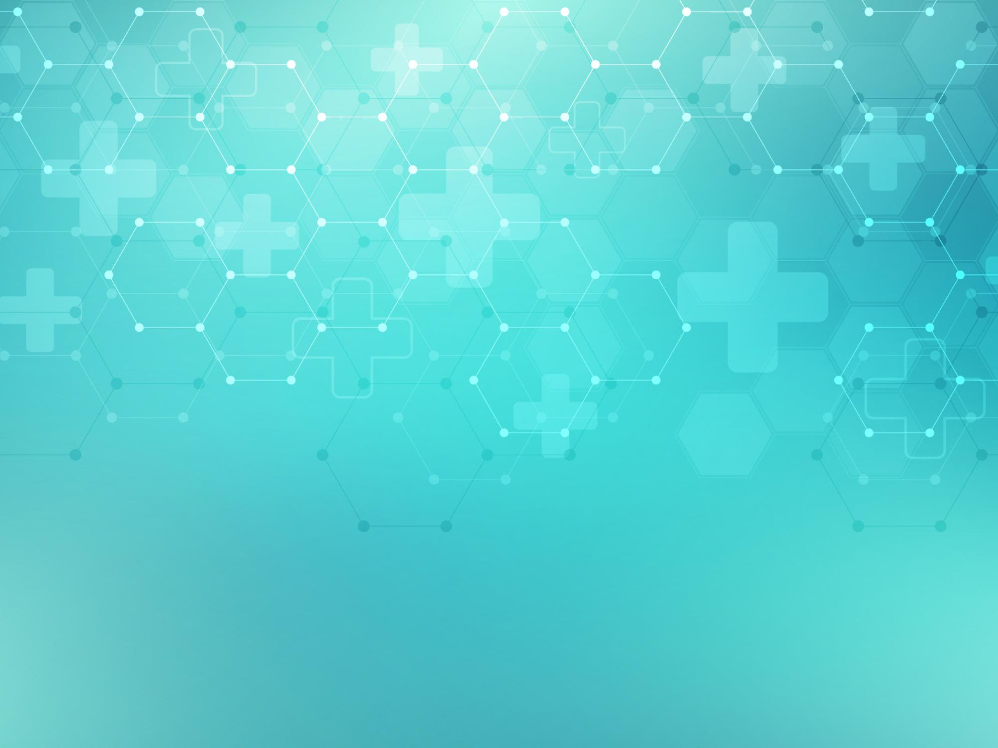 Blue background with transparent medical crosses on the top